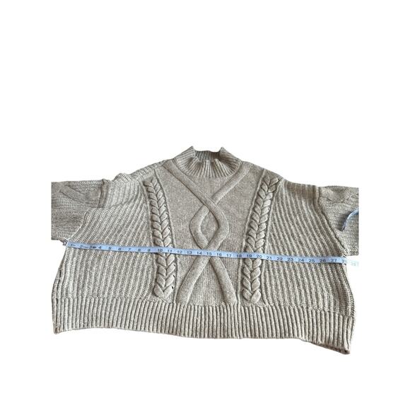 Elizabeth and James Sweater Gray Cable Knit Mockneck Plus Soft Cozy Size XXL - Picture 9 of 11